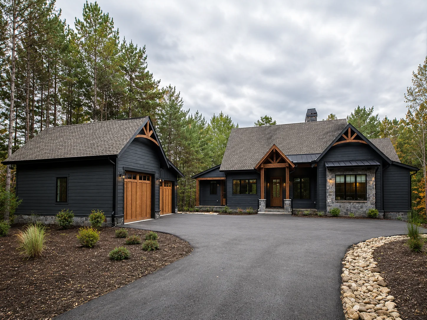 Custom luxury home exterior built by Higgins Building Group in Western North Carolina