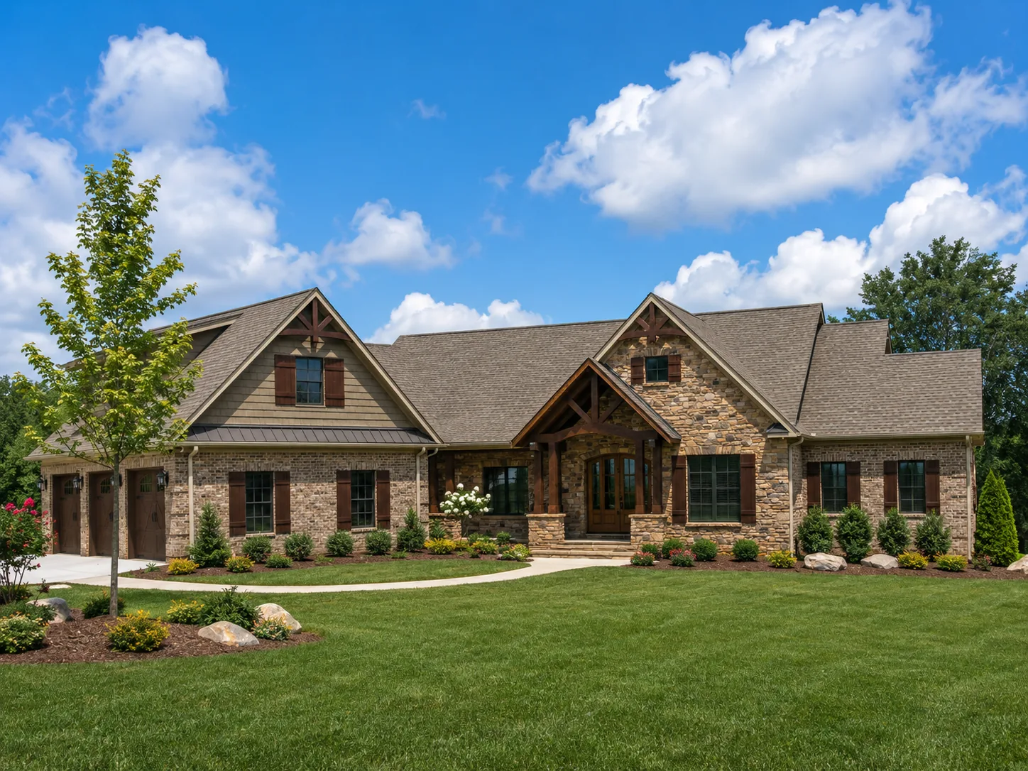 Custom luxury home exterior built by Higgins Building Group in Western North Carolina