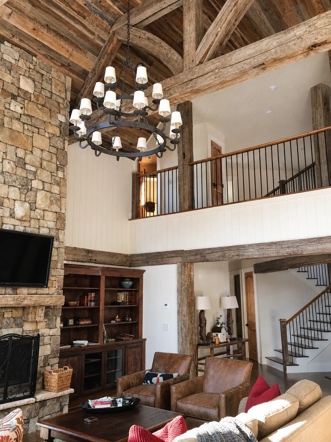 Living room in a custom home built by Higgins Building Group in Western North Carolina