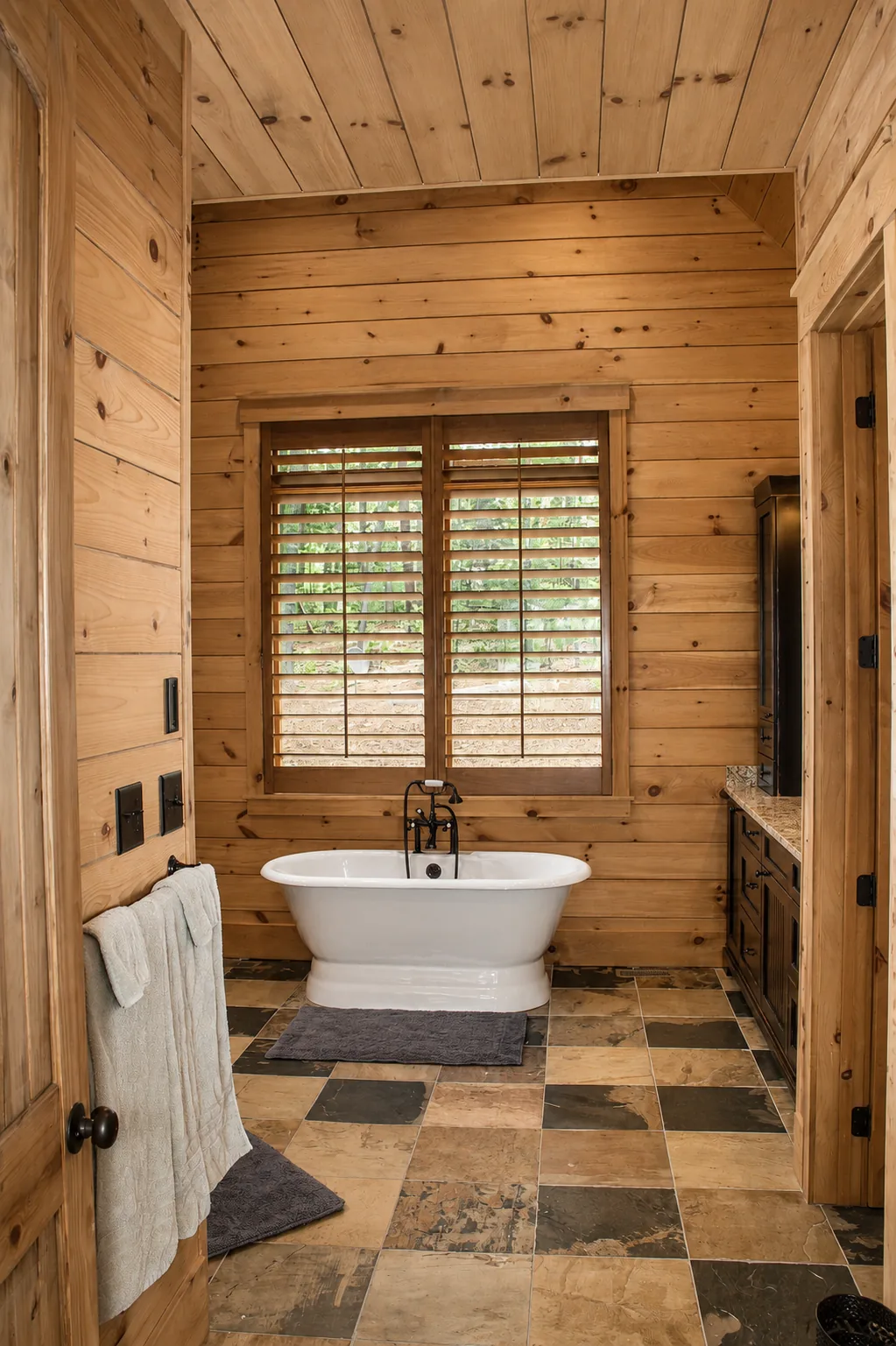 Custom bathroom in a custom home built by Higgins Building Group in Western North Carolina
