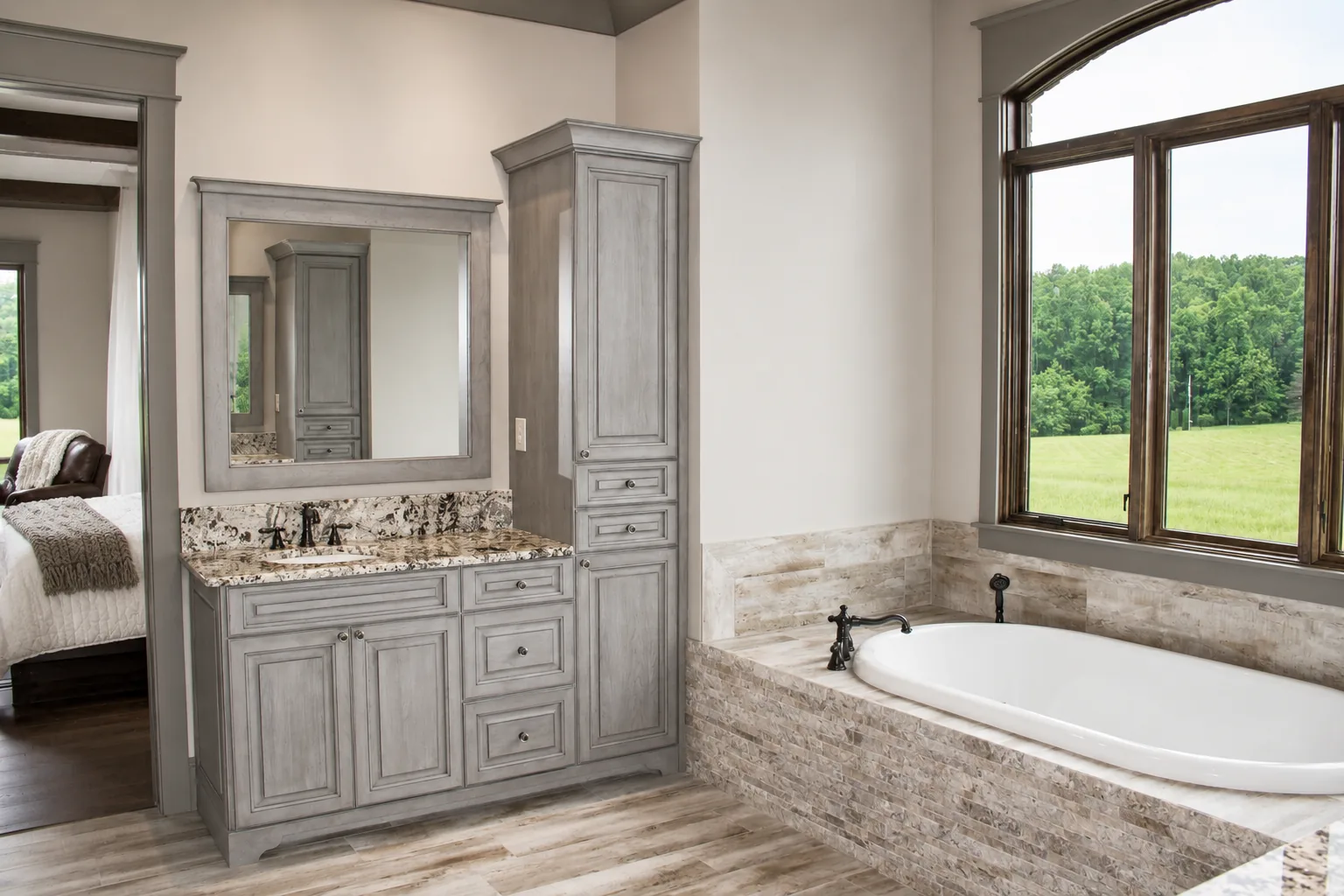 Custom bathroom in a custom home built by Higgins Building Group in Western North Carolina