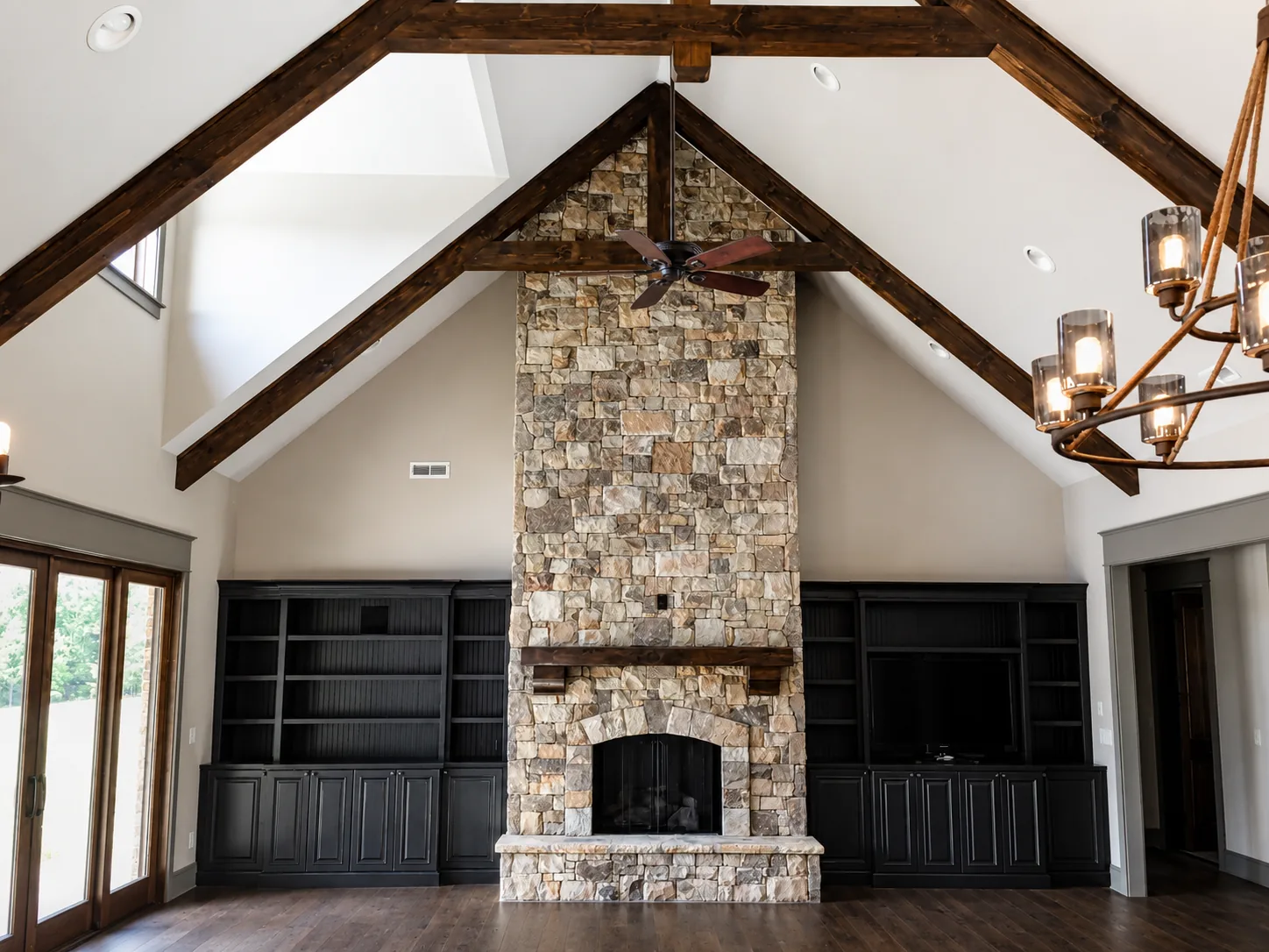 Living room in a custom home built by Higgins Building Group in Western North Carolina