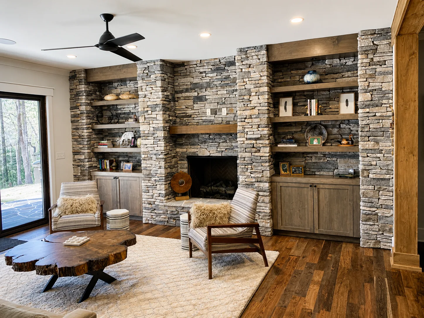 Finished basement in a custom home built by Higgins Building Group in Western North Carolina