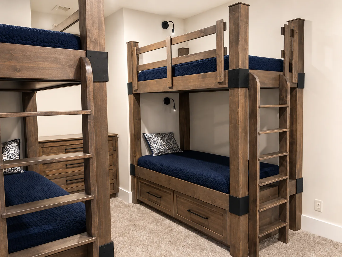 Custom built-in bunk beds in a custom home built by Higgins Building Group in Western North Carolina