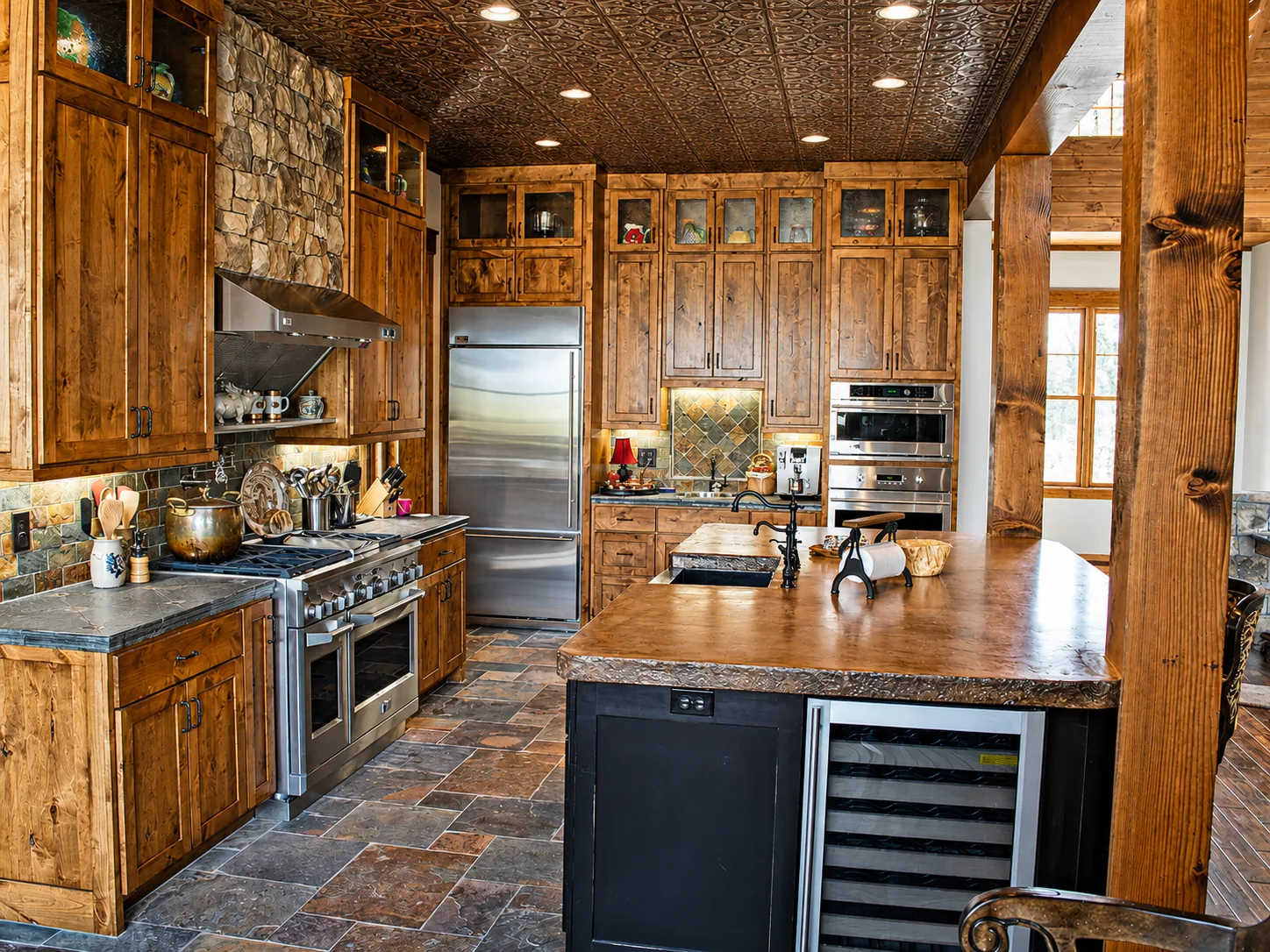 Custom kitchen in a custom home built by Higgins Building Group in Western North Carolina