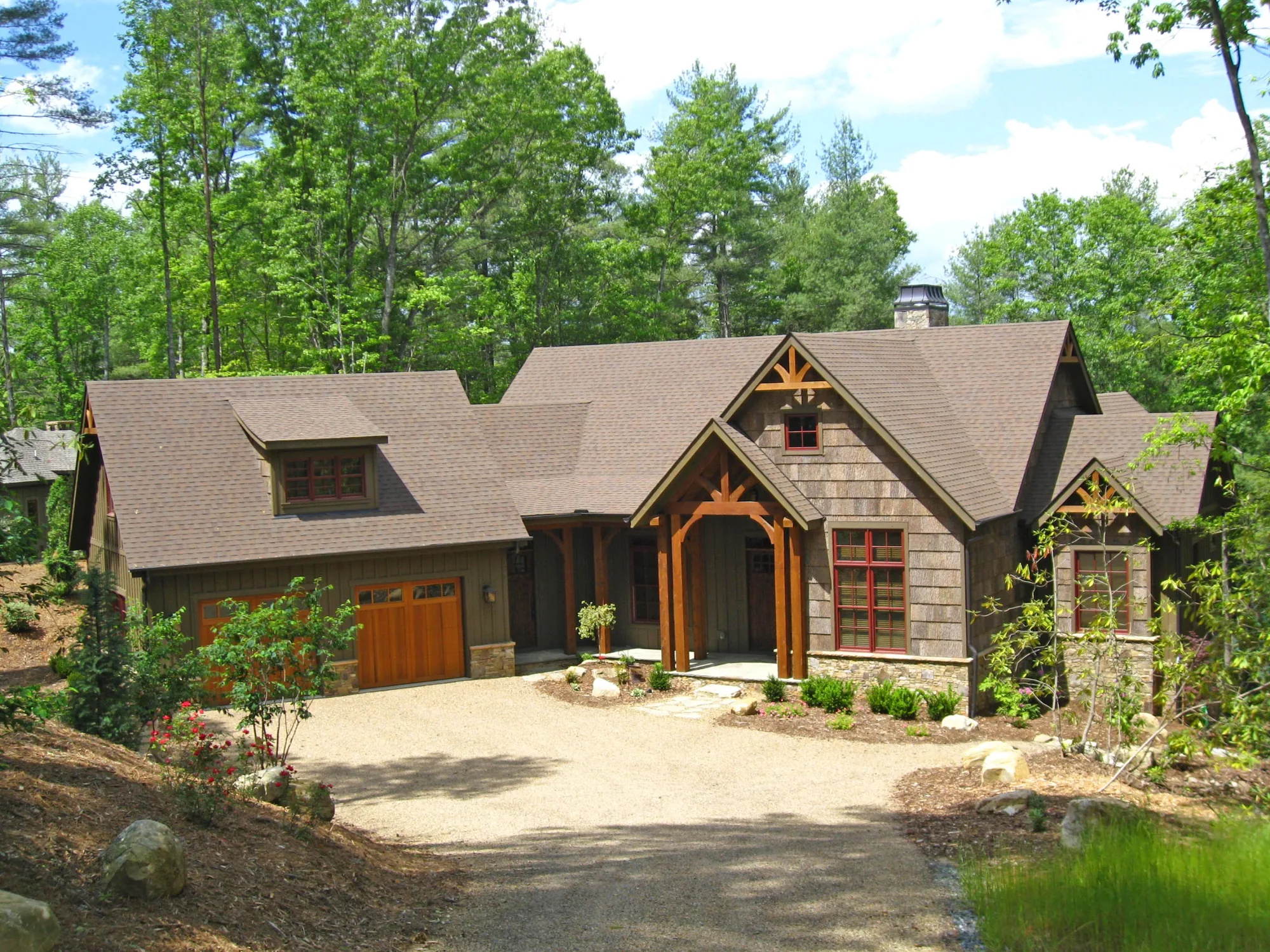 Custom luxury home exterior built by Higgins Building Group in Western North Carolina